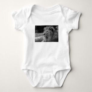 Black & White Lion - Wild Animal Baby Bodysuit