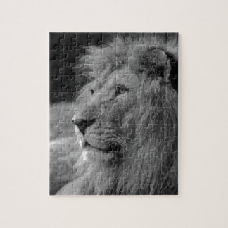 Black & White Lion - Wild Animal Jigsaw Puzzle