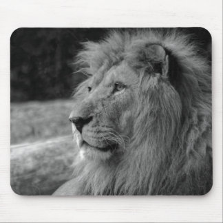 Black & White Lion - Wild Animal Mouse Pad