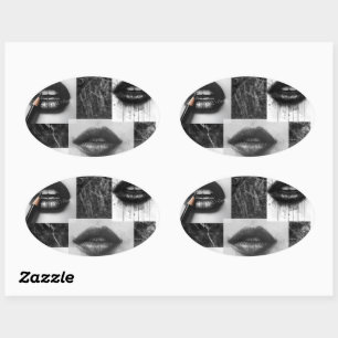 Black & White Lips Collage Sticker Modern Fashion