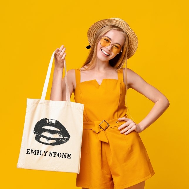 black& white lips Tote Bag (Creator Uploaded)