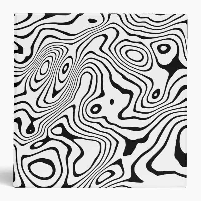 Black White liquid swirl Abstract Design Binder (Front)