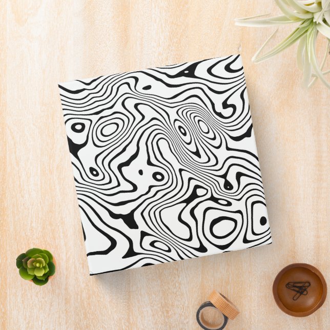 Black White liquid swirl Abstract Design Binder (In Situ)