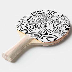 Black White liquid swirl Abstract Design Ping Pong Paddle