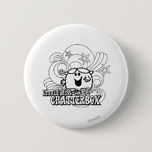 Black & White Little Miss Chatterbox 2 Inch Round Button