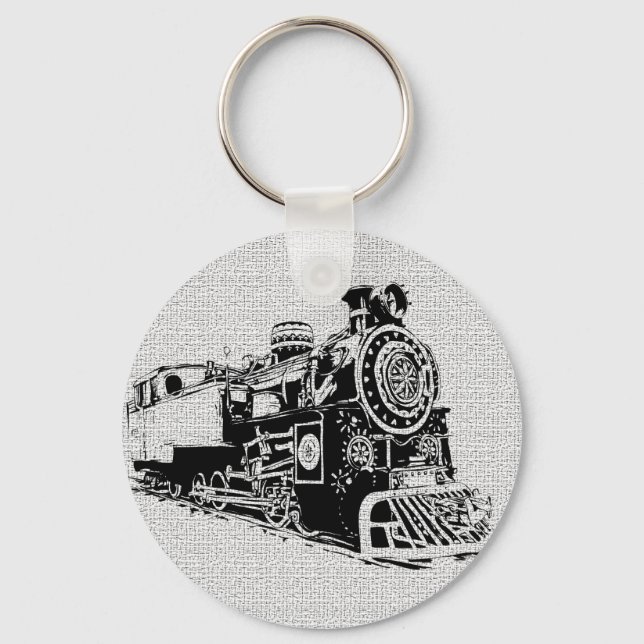 Black & White Locomotive Keychain (Front)