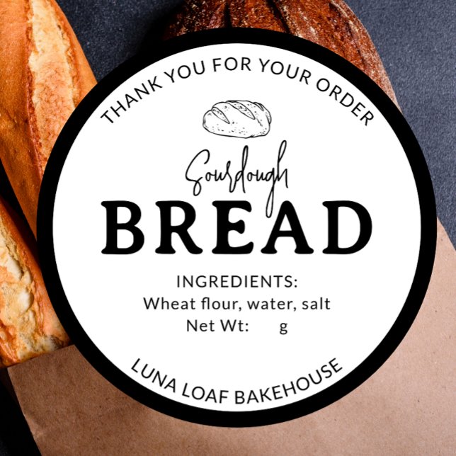 Black White Logo Bakery Sourdough Bread Sticker (Creator Uploaded)