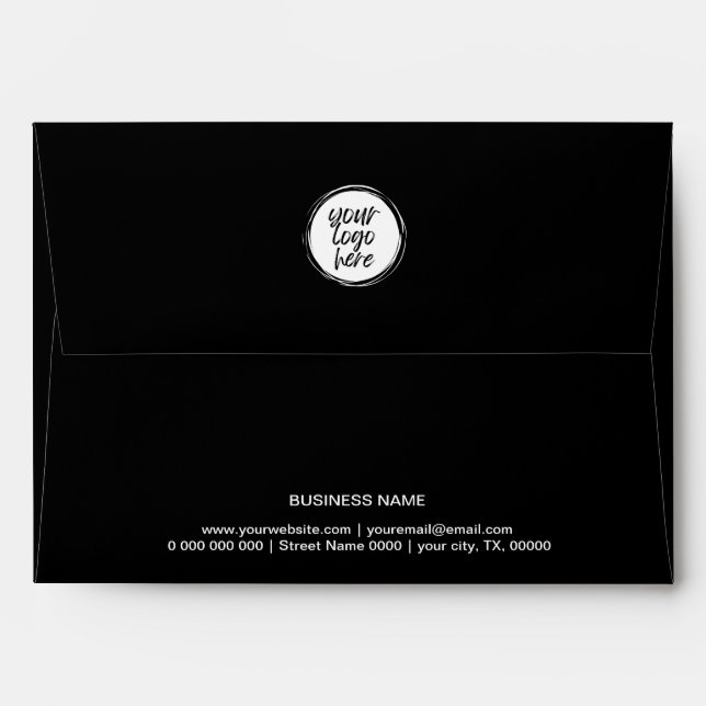 Black &white Logo Custom Business Name Envelope (Back (Top Flap))