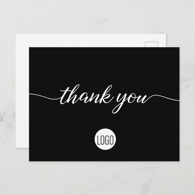 Black White logo Customer Appreciation Thank you Postcard (Front/Back)