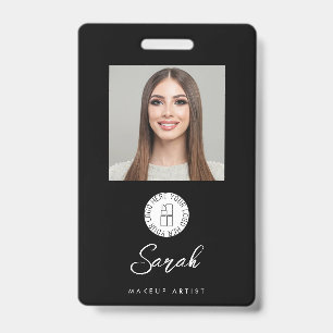 Black White Logo Photo Makeup Employee Badge