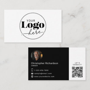 Black White Logo Photo QR Code Business Card