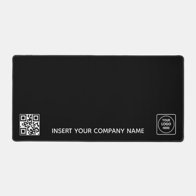Black White Logo QR Code Promo desk mat (Front)