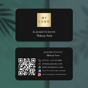 Black white logo Qr code social media Business Card