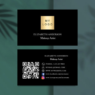 Black white logo Qr code social media Business Card