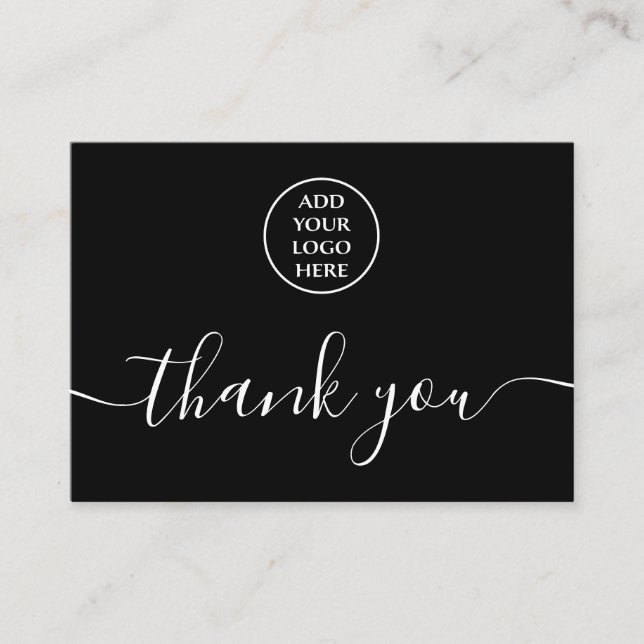 Black White Logo QR Code Thank You For Your Order Business Card (Front)