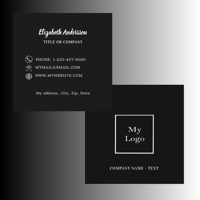 Black white logo square business card (Creator Uploaded)