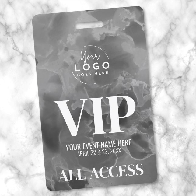Black White Logo VIP Event Badge (Black And White Event Your Logo All Access VIP Badge )