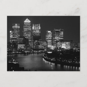 Black White London City Night UK British Travel Postcard