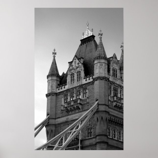 Black White London Tower Bridge Close-Up Poster (Front)