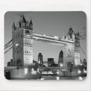 Black White London Tower Bridge Mouse Pad