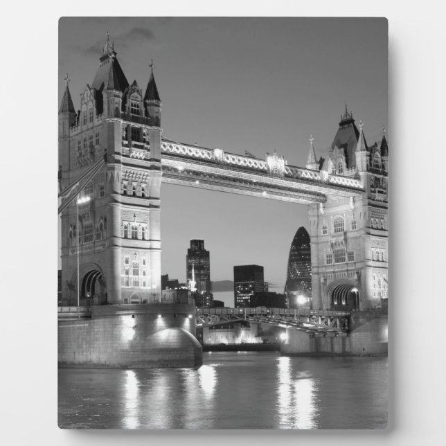 Black White London Tower Bridge Plaque (Front)
