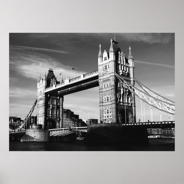 Black & White London Tower Bridge Poster (Front)
