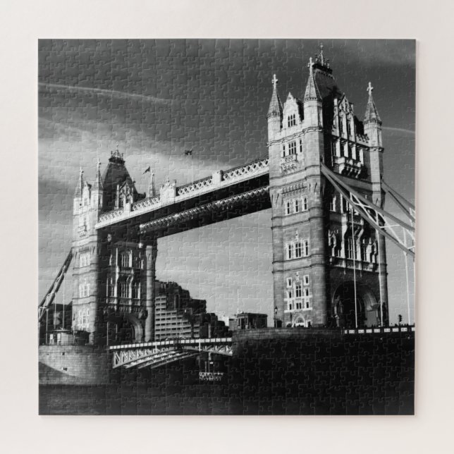 Black White LondonTower Bridge Art Travel Jigsaw Puzzle (Horizontal)