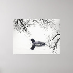 Black white loon lake Canvas