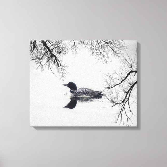 Black  white loon lake Canvas Print (Front)