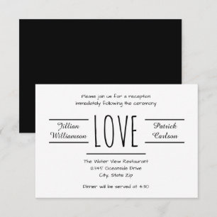 Black/White Love - 3x5 Reception Invitation