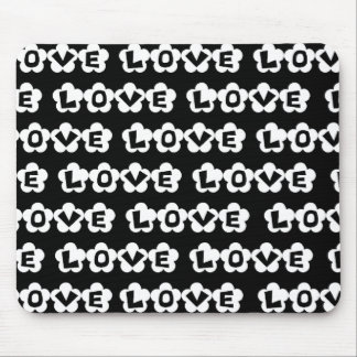 Black & White LOVE Flowers Mouse Pad