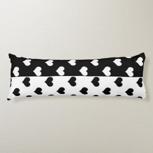 Black White Love Heart Pattern Body Pillow