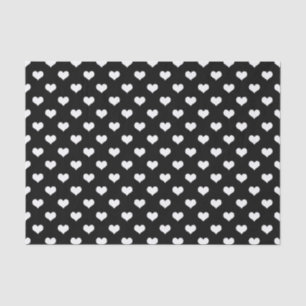 Black White Love Heart Pattern Design Tissue Paper