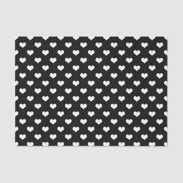 Black White Love Heart Pattern Design  Tissue Paper (Front)