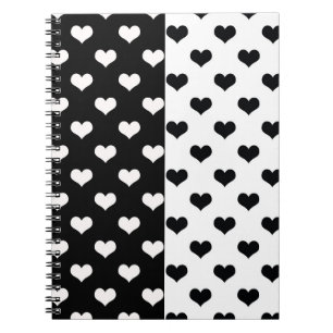 Black White Love Heart Pattern Notebook