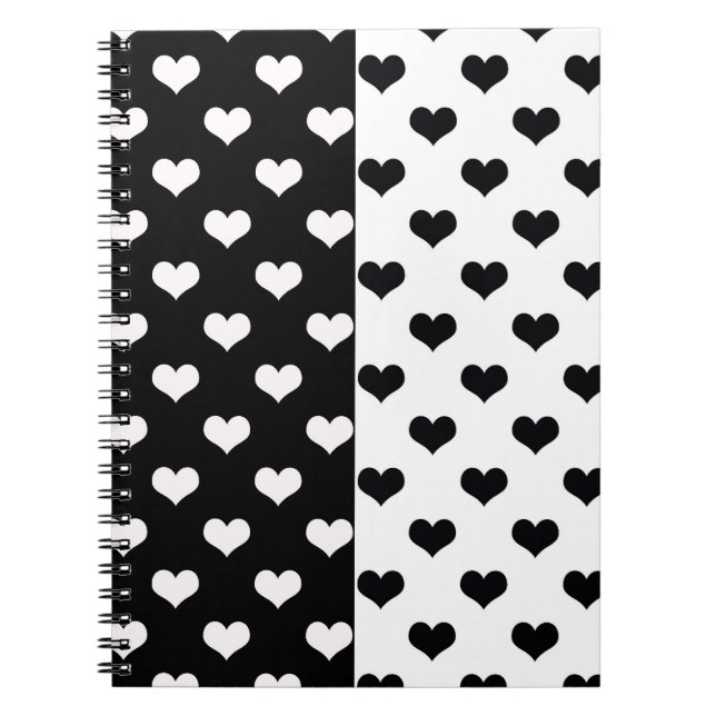 Black White Love Heart Pattern Notebook (Front)