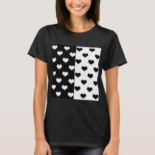 Black White Love Heart Pattern T-Shirt