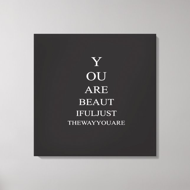 Black White Love Inspirational Quote Canvas Print (Front)