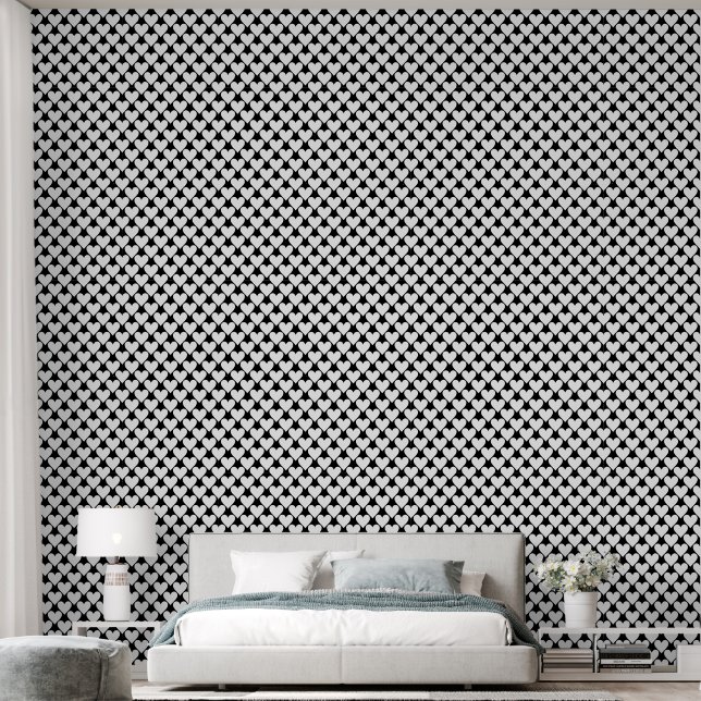 Black & White Love: Simple Hearts Peel and Stick Wallpaper (Bedroom)