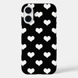 Black White Lovely Hearts Design  iPhone 16 Case