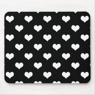 Black White Lovely Hearts Design Mouse Pad