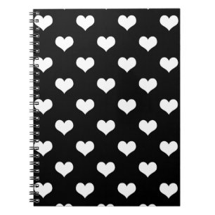 Black White Lovely Hearts Design  Notebook