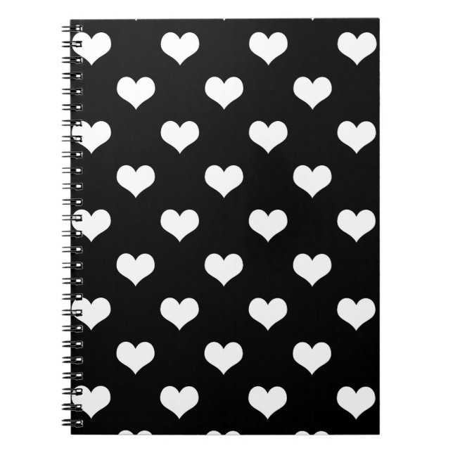 Black White Lovely Hearts Design  Notebook (Front)