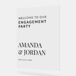  Black & White Luxe Minimalist Engagement  Acrylic Sign