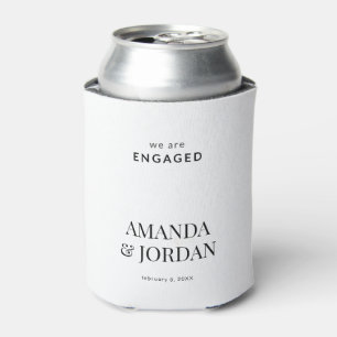  Black & White Luxe Minimalist Engagement  Can Cooler