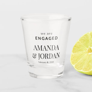 Black & White Luxe Minimalist Engagement  Shot Glass