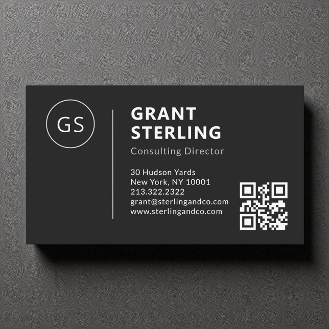 Black White Luxury Minimal Professional QR Code  Business Card (Creator Uploaded)