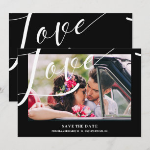 Black & White Luxury Minimalist Love Quote Photo Save The Date