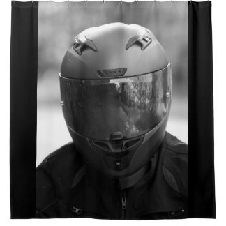 Black & White Man in a Motorcycle Helmet