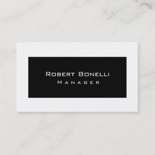 Black White Manager Modern Plain Business Card